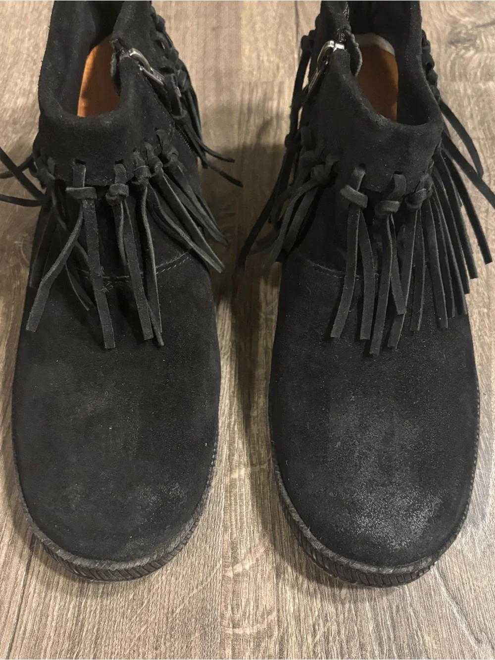 UGG Australia Shenendoah Black Fringe Ankle Boots Booties Women sz US 7.5